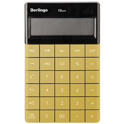 Калькулятор настольный Berlingo "PowerTX", 12 разр., двойное питание, 165*105*13мм, золотой