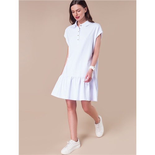Платье-поло из трикотажа "пике" Размер 46, Цвет белый
