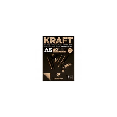 Скетчбук - блокнот 60л., А5 Clairefontaine "Kraft", на склейке, верже,черный/крафт, 90г/м2