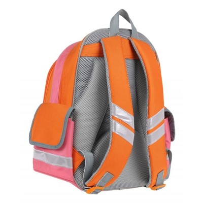 Ранец ученический, цвет оранжево-розовый, 410x310x135