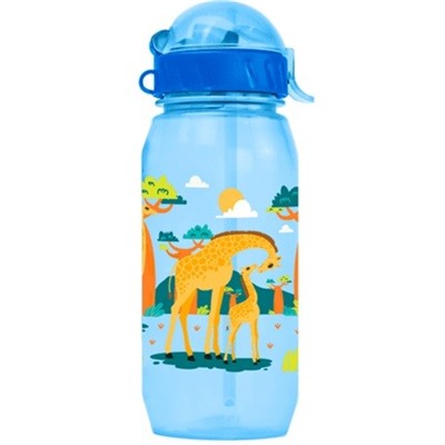 Бутылка "Animal giraffe" с трубочкой, blue (400 ml)