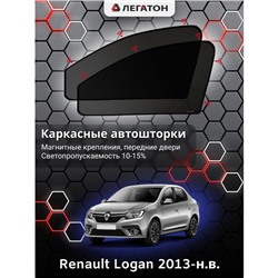 Каркасные автошторки Renault Logan, 2013-н.в., передние (магнит), Leg0491