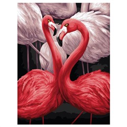 Картина по номерам на холсте ТРИ СОВЫ "Розовые фламинго", 30*40, с акриловыми красками и кистями