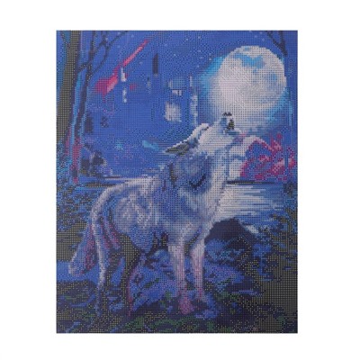 Алмазная мозаика с полным заполнением на подрамнике «Волк в лесу», 40 х 50 см