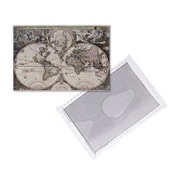 Обложка для одной карточки с принтом Eshemoda “Карта ретро”, натуральная кожа