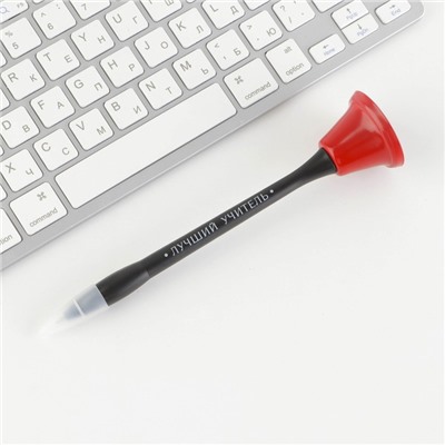 Ручка-колокольчик на подложке «Лучшему учителю», пластик, синяя паста, 0.8 мм