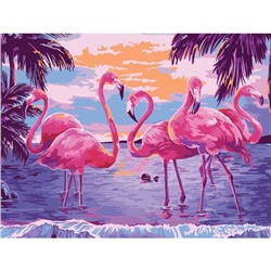 Картина по номерам на холсте с подрамником «Фламинго на закате», 40х30 см