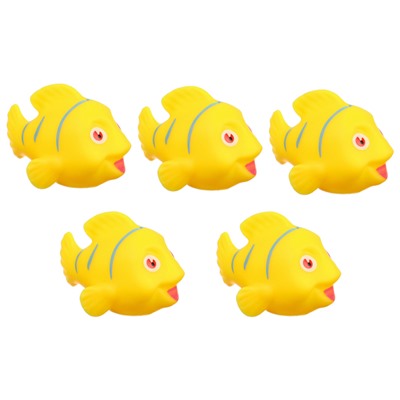 Набор резиновых игрушек для ванны «Желтые рыбки», с пищалкой, 5 шт, Крошка Я