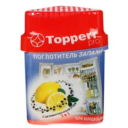 Поглотитель запаха для холодильника "Topperr", лимон, с активированным углем, двухкомпонентный, 1 шт.