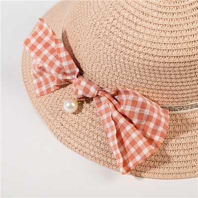 Шляпа для девочки MINAKU с бантом, цвет розовый, р-р 52