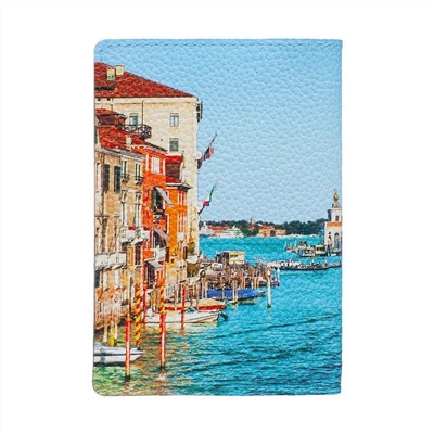 Обложка для автодокументов с принтом Eshemoda «Венеция Центральный канал», натуральная кожа