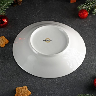 Тарелка фарфоровая суповая Magistro «Новый Год. Снегопад», 450 мл, 20,8×3,5 см