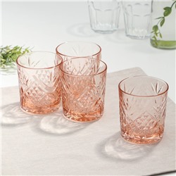 Набор низких стеклянных стаканов «Зальцбург», 300 мл, 4 шт, цвет розовый