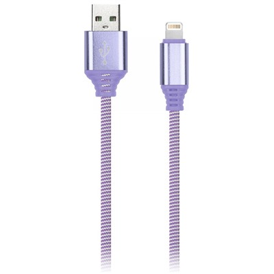 Цена за 3 шт. Кабель Smartbuy iK-512NS, USB - Lightning, для Apple, в оплетке, 2A output, 1м, фиолетовый