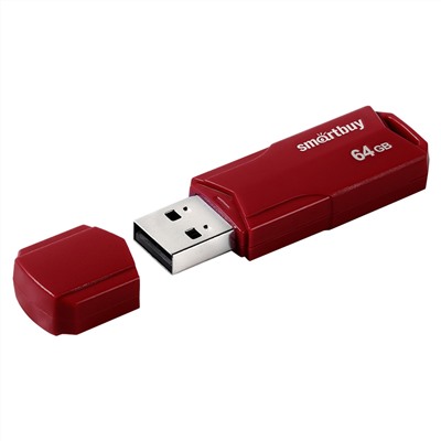 Память Smart Buy "Clue"  64GB, USB 2.0 Flash Drive, бордовый