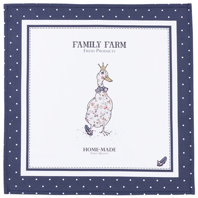 САЛФЕТКА "FAMILY FARM",40Х40СМ, 100% ХЛОПОК,БЕЛЫЙ,ТВИЛ,