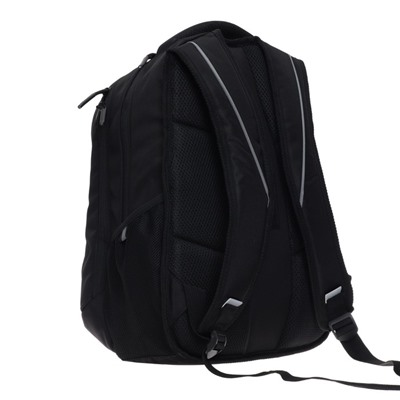 Рюкзак молодёжный Grizzly, 43 х 31 х 20 см, эргономичная спинка, отделение для ноутбука, чёрный, серый