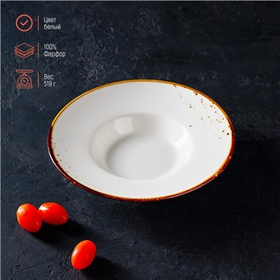 Тарелка керамическая для пасты Magistro «Церера», 160 мл, d=21 см, цвет белый