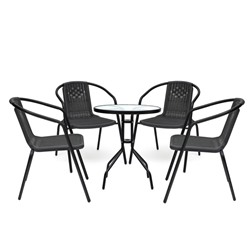 Набор садовой мебели: стол + 4 кресла, серый