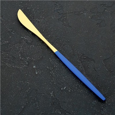 Нож столовый из нержавеющей стали Magistro «Блинк», 22 см, цвет золотой, синяя ручка, на подвесе