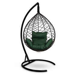 Подвесное кресло Alicante коричневое, зеленая подушка, стойка