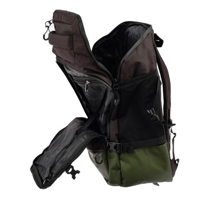 Рюкзак молодёжный Grizzly, 45 х 32 х 21 см, с эргономичной спинкой, чёрный, хаки
