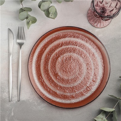 Тарелка стеклянная обеденная Magistro «Карамель», d=25 см, цвет оранжевый