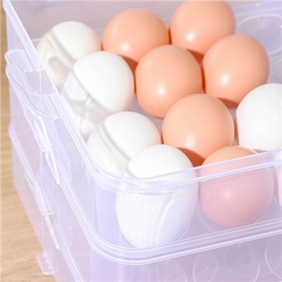 Контейнер для хранения яиц, 31,5×22×17,5 см, в 1 ярусе 24 ячейки, цвет МИКС
