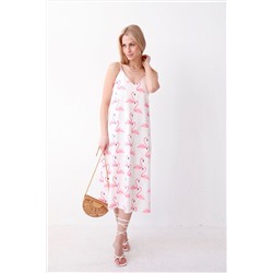 9138 Платье-комбинация с принтом "фламинго"