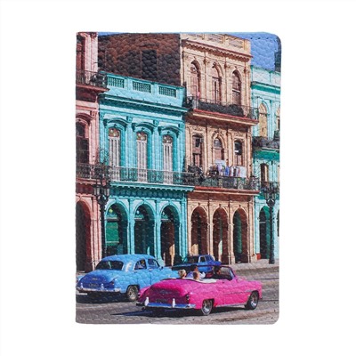 Обложка на паспорт с принтом Eshemoda “Улица Кубы”, натуральная кожа