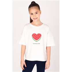 Хлопковая футболка оверсайз с лайкрой для девочки Takro