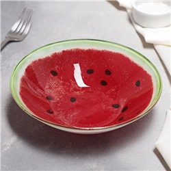 Салатник стеклянный Доляна «Сладкий арбуз», 600 мл, d=18 см, цвет красный