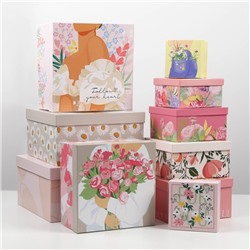 Набор подарочных коробок 10 в 1 GIRL, 10.2 × 10.2 × 6–28.2 × 28.2