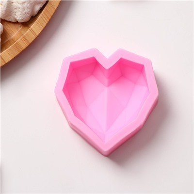 Молд Доляна «Сердце», 7,3×7,3×2,3 см, цвет розовый