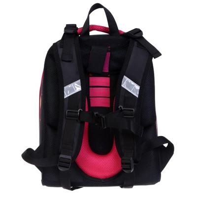 Рюкзак каркасный Stavia "Котик", 38 х 30 х 16 см, эргономичная спинка, чёрный, розовый