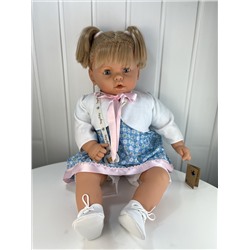 Кукла-пупс Бобо, блондинка с хвостиками, в голубом платье и белой кофточке, 65 см , арт. 5127