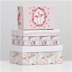 Набор коробок 3 в 1 "Парочка фламинго", 23 х 16 х 9,5 - 19 х 12 х 6,5 см