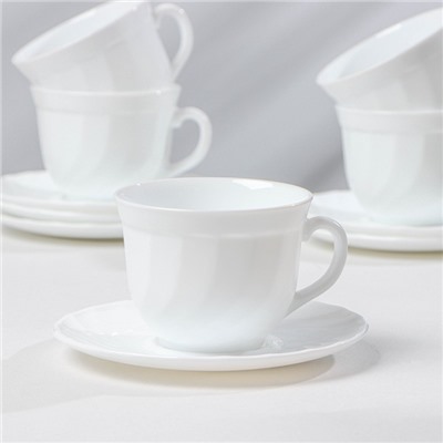 Сервиз чайный Luminarc Trianon, 220 мл, стеклокерамика, 6 персон, цвет белый