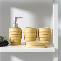 Набор аксессуаров для ванной комнаты Доляна «Капучино», 4 предмета (дозатор 350 мл, мыльница, 2 стакана), цвет бежевый
