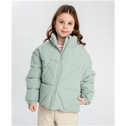 Куртка с геометричной стежкой демисезонная зелёная для девочки Button Blue
