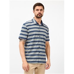 Рубашка трикотажная мужская короткий рукав GREG G143-KD1246T-HS050 (сине-зел. полоска)
