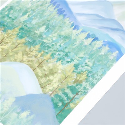 Наклейка пластик интерьерная цветная "Осенний лес и домик" 60х85 см