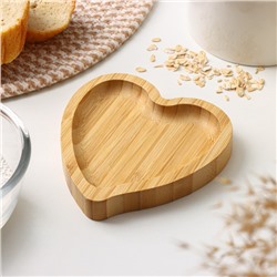 Блюдо для подачи Доляна Striata heart, 13×12,5×2 см, бамбук
