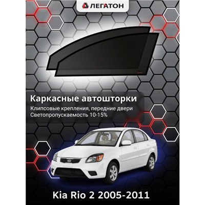 Каркасные автошторки Kia Rio 2, 2005-2011, передние (клипсы), Leg0175