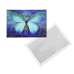 Обложка для одной карточки с принтом Eshemoda “Бабочка кружево”, натуральная кожа