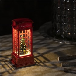 Светодиодная фигура «Ёлка в телефонной будке» 5.3 × 12 × 5.3 см, пластик, батарейки AG13х3, свечение тёплое белое