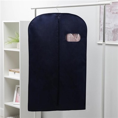 Чехол для одежды с окном, 60×100 см, спанбонд, цвет синий