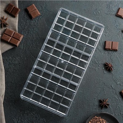 Форма для шоколада и конфет KONFINETTA «Плитка», 33×16,5×3 см, 60 ячеек, цвет прозрачный