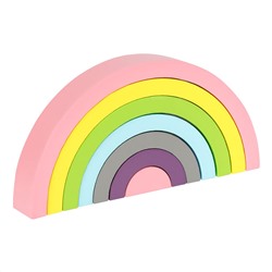Развивающая игрушка ТРИ СОВЫ Пирамидка "Радуга-дуга", дерево, 7 деталей, пастельные цвета
