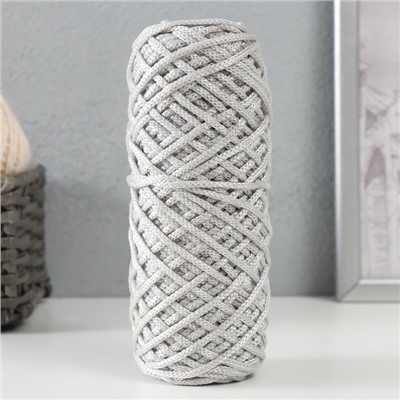 Шнур для вязания 35% хлопок,65% полипропилен 3 мм 85м/165±5 гр ( Серый/белый)